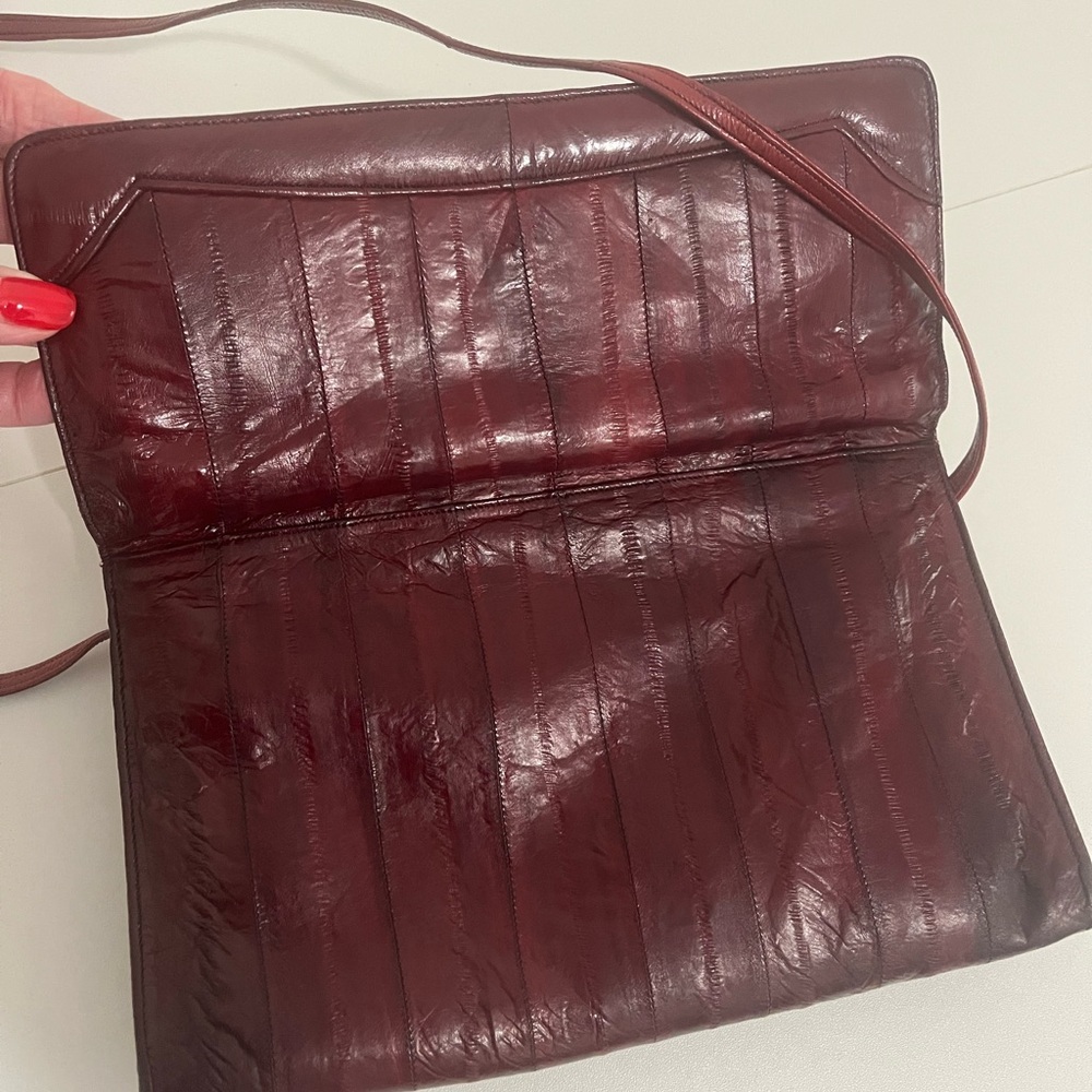 Vintage Burgundy Leather Shoulder Bag - Picture 7 of 11